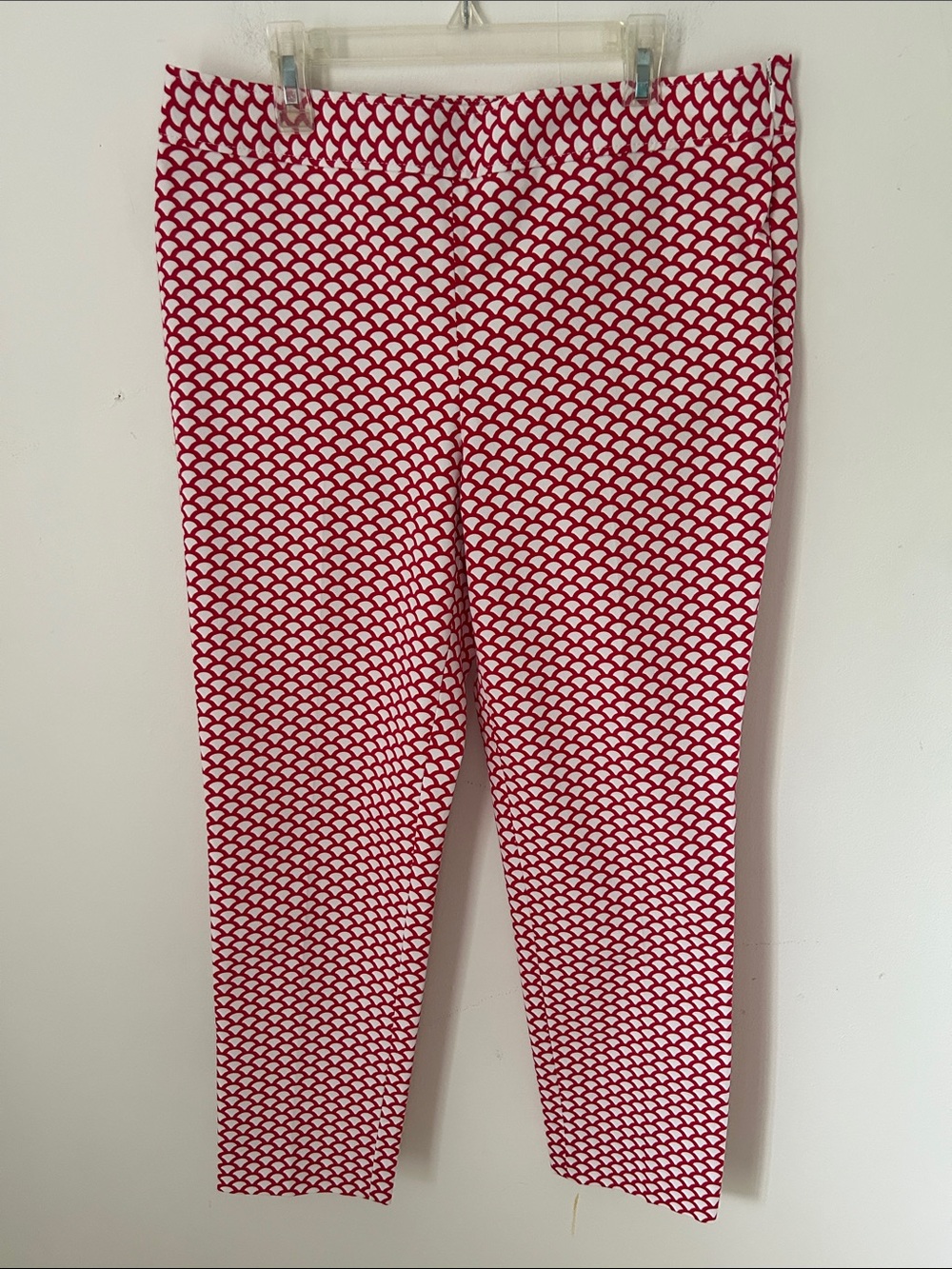 Talbots Red and White Scallop-Print Cropped Pants sz 8P